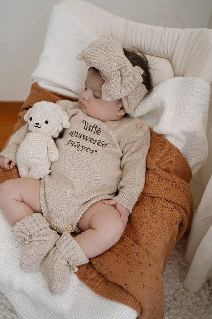 Brave Little Lamb the Label - Little Answered Prayer Romper | Stone