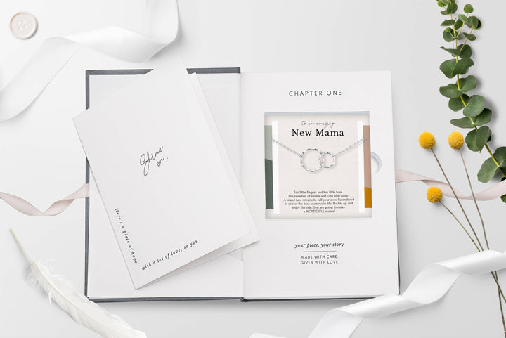 hope love shine - Congratulations New Mom Interlocking Circles Dainty Necklace