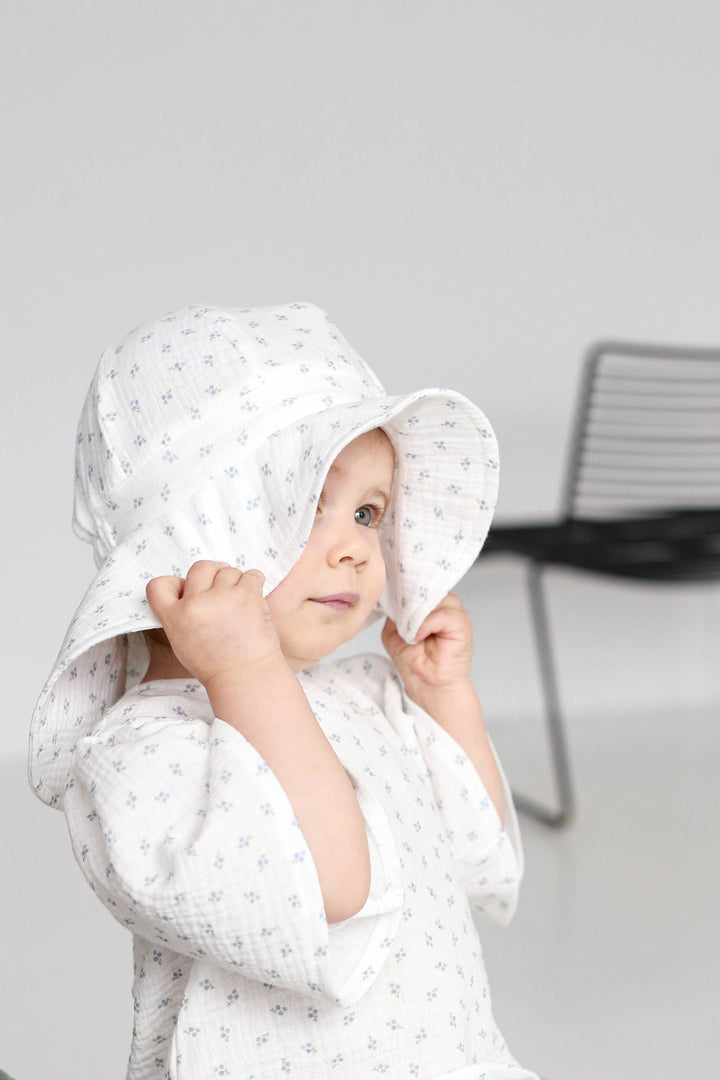 BABYLY - Muslin kids baby hat -summer sun bucket hat for kids