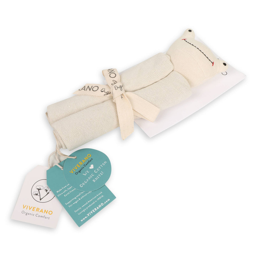 Viverano Organics - Frog - Organic Baby Lovey Security Blanket