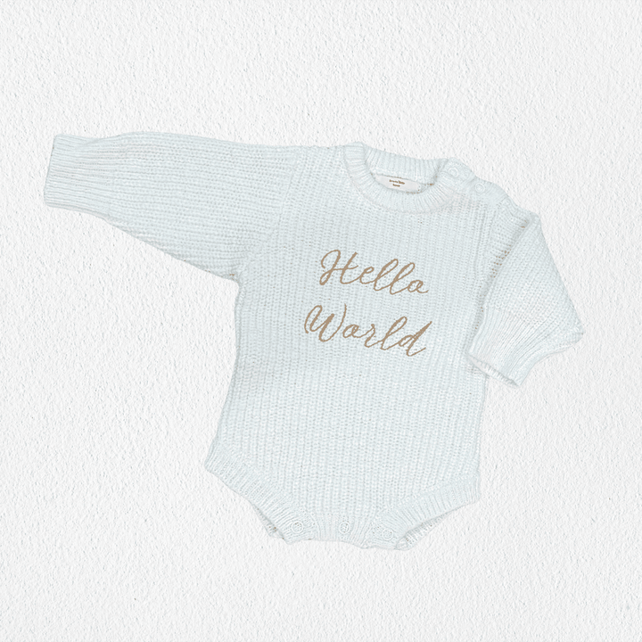 Brave Little Lamb the Label - Hello World Coming Home Romper | Textured Cloud