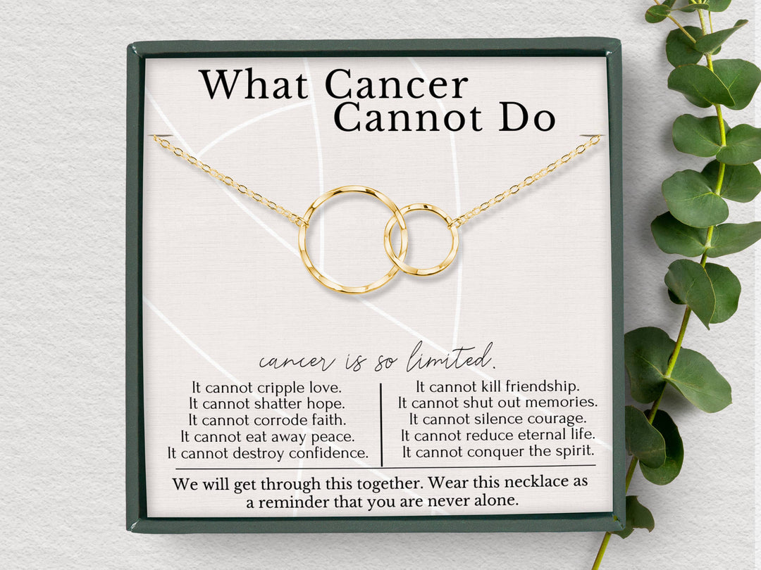 hope love shine - 2 Rings Dainty Interlocking Necklace Cancer Survivor Gift