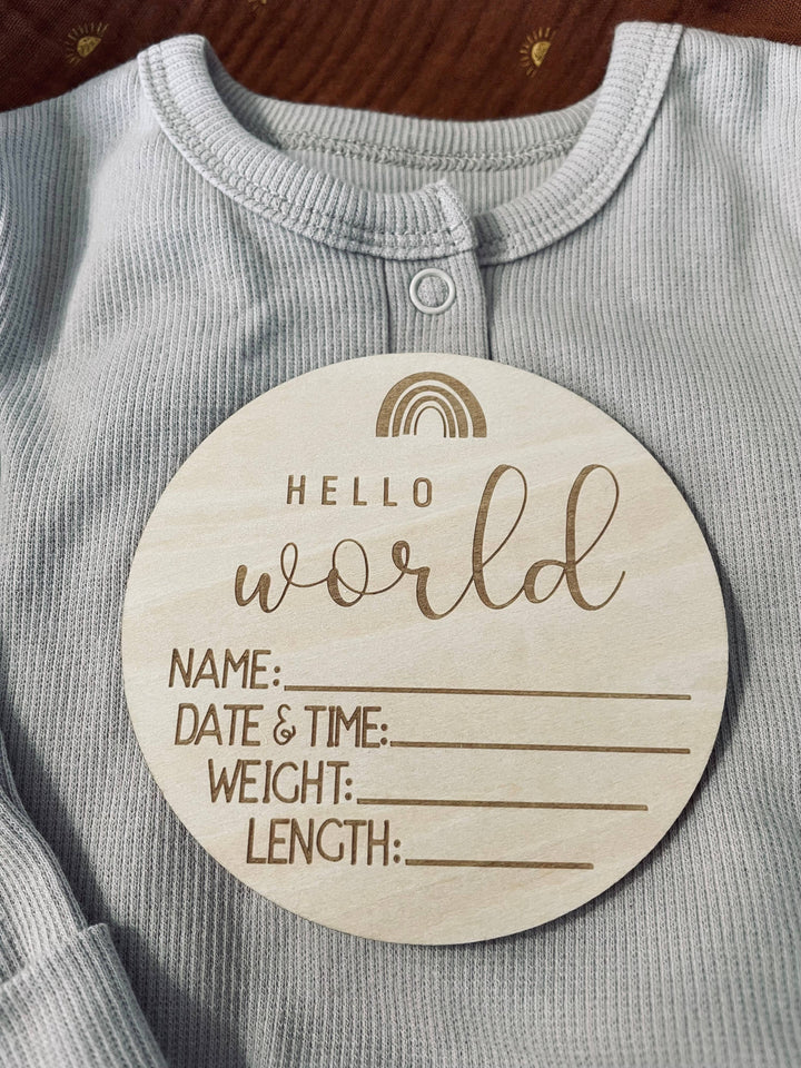 Boho + Babe - Hello World Boho Rainbow Birth Stats Announcement