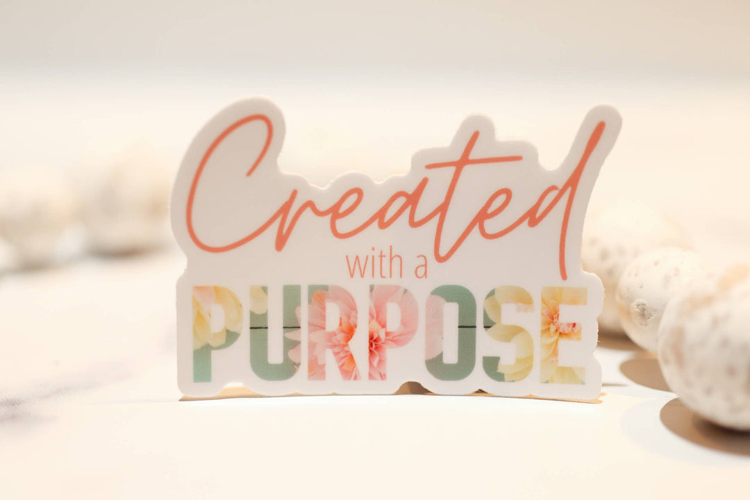 Savannah and James Co - Created With A Purpose White, Vinyl Sticker, 3in.
