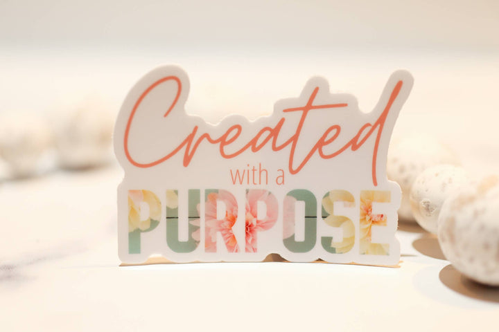 Savannah and James Co - Created With A Purpose White, Vinyl Sticker, 3in.