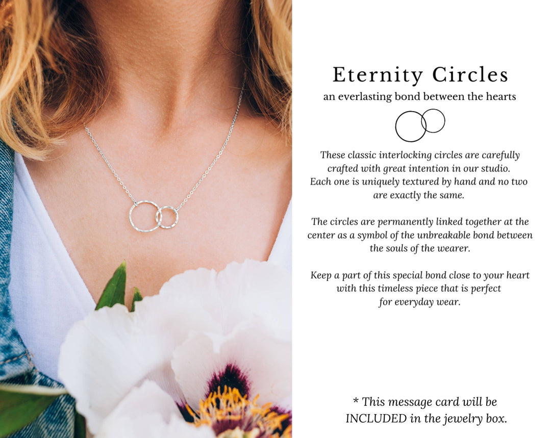 hope love shine - 2 Rings Dainty Eternity Breast Cancer Survivor Necklace Gift