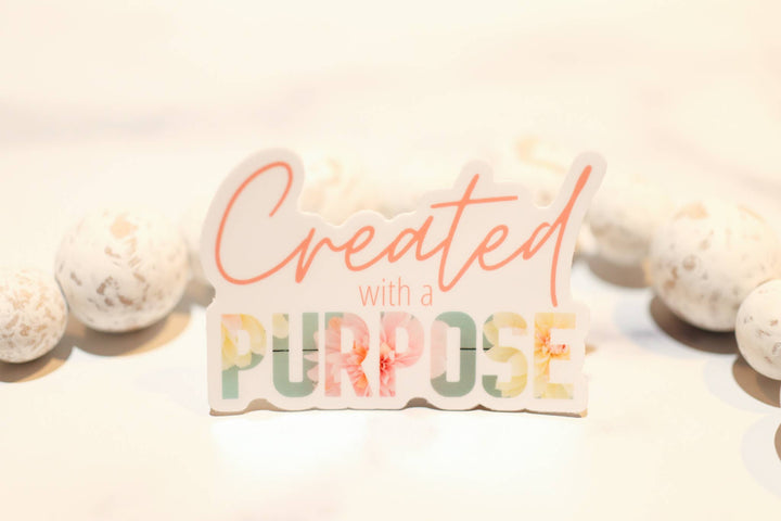 Savannah and James Co - Created With A Purpose White, Vinyl Sticker, 3in.