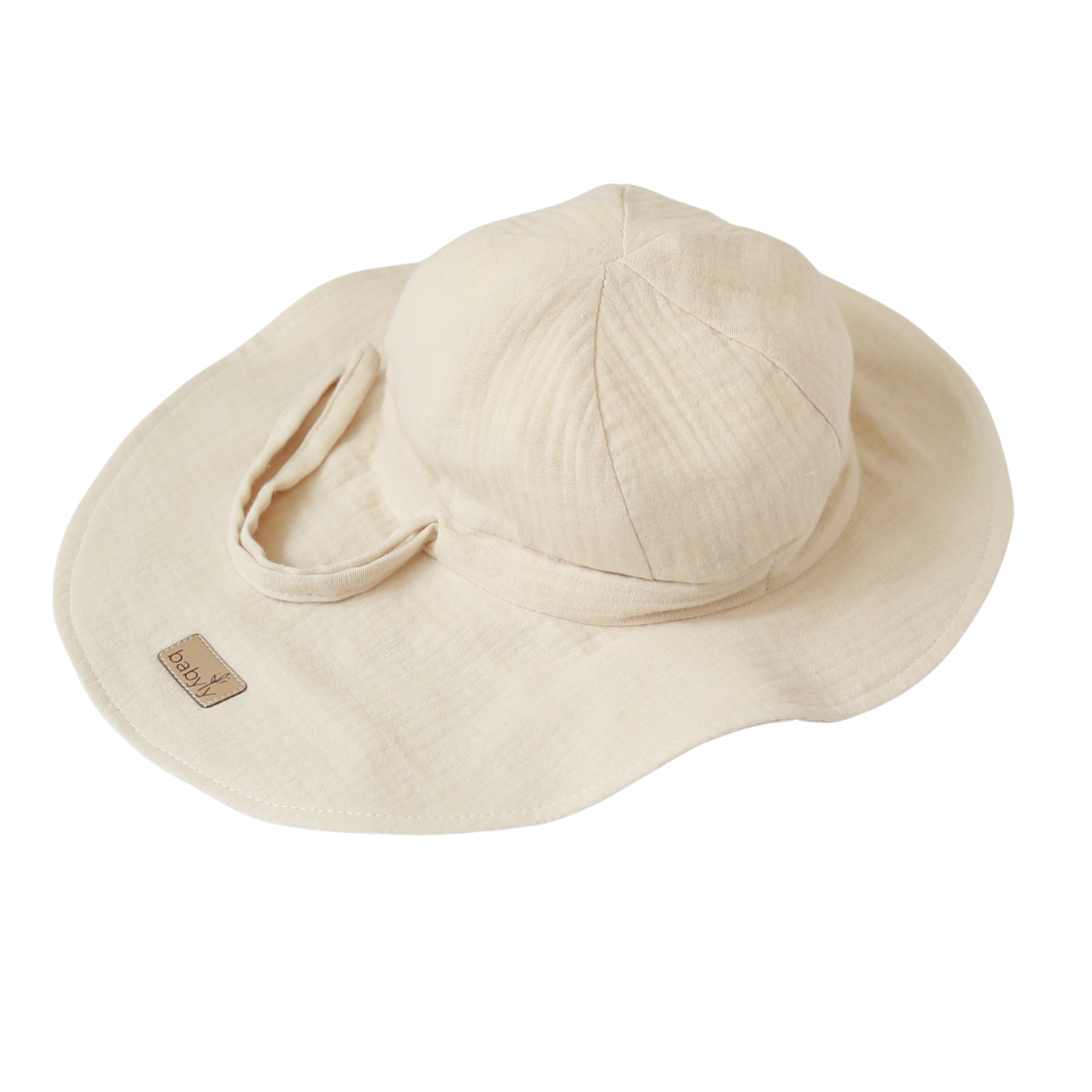 BABYLY - Muslin kids baby hat -summer sun bucket hat for kids