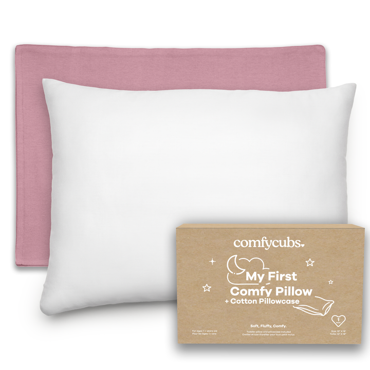 Comfy Cubs - Toddler Pillow with Soft Cotton and Muslin Cotton Pillowcase