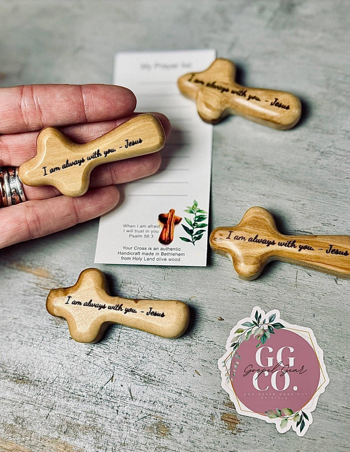Gospel Gear Co - Engraved Olive Wood Comfort Prayer Cross