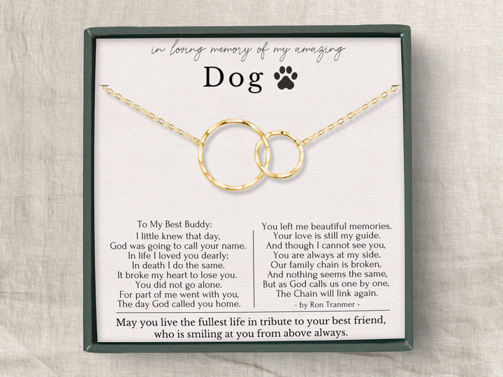 hope love shine - In Memory Of Loss Dog Remembrance Memorial Interlocking Circles Dainty Necklace