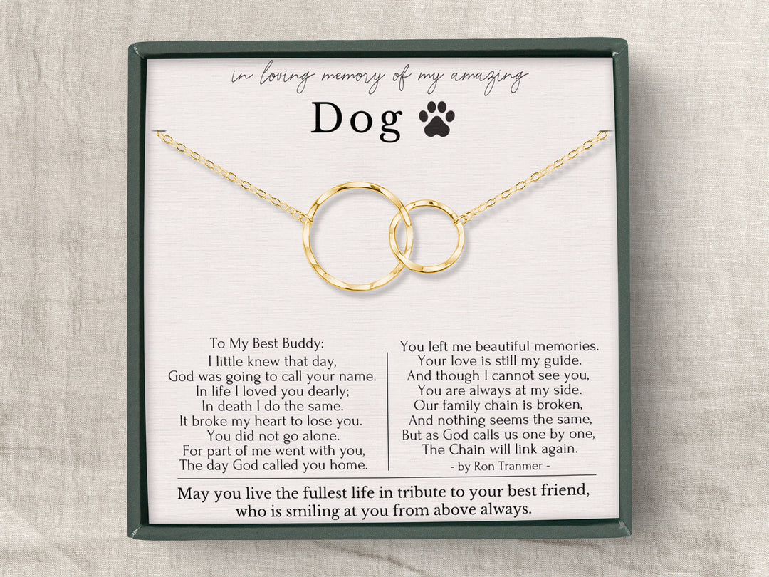 hope love shine - In Memory Of Loss Dog Remembrance Memorial Interlocking Circles Dainty Necklace