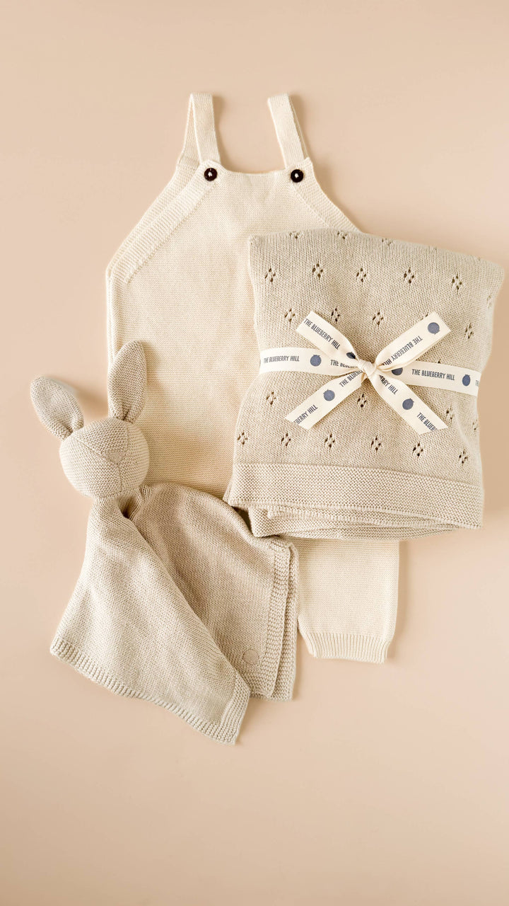 The Blueberry Hill - Pique Blanket Bunny Lovey Birch Baby Gift Organic Cotton