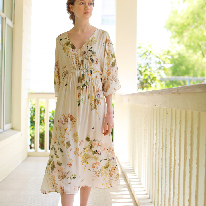DrifWoo - Blossom Floral Print Nightshirt  Pajamas Dress for Fall