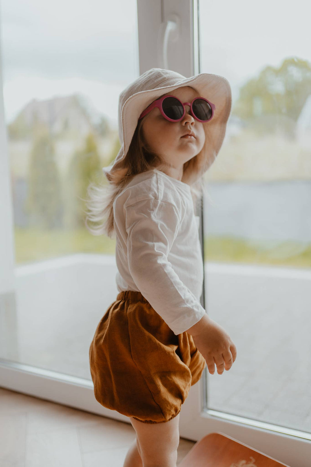 BABYLY - Muslin kids baby hat -summer sun bucket hat for kids