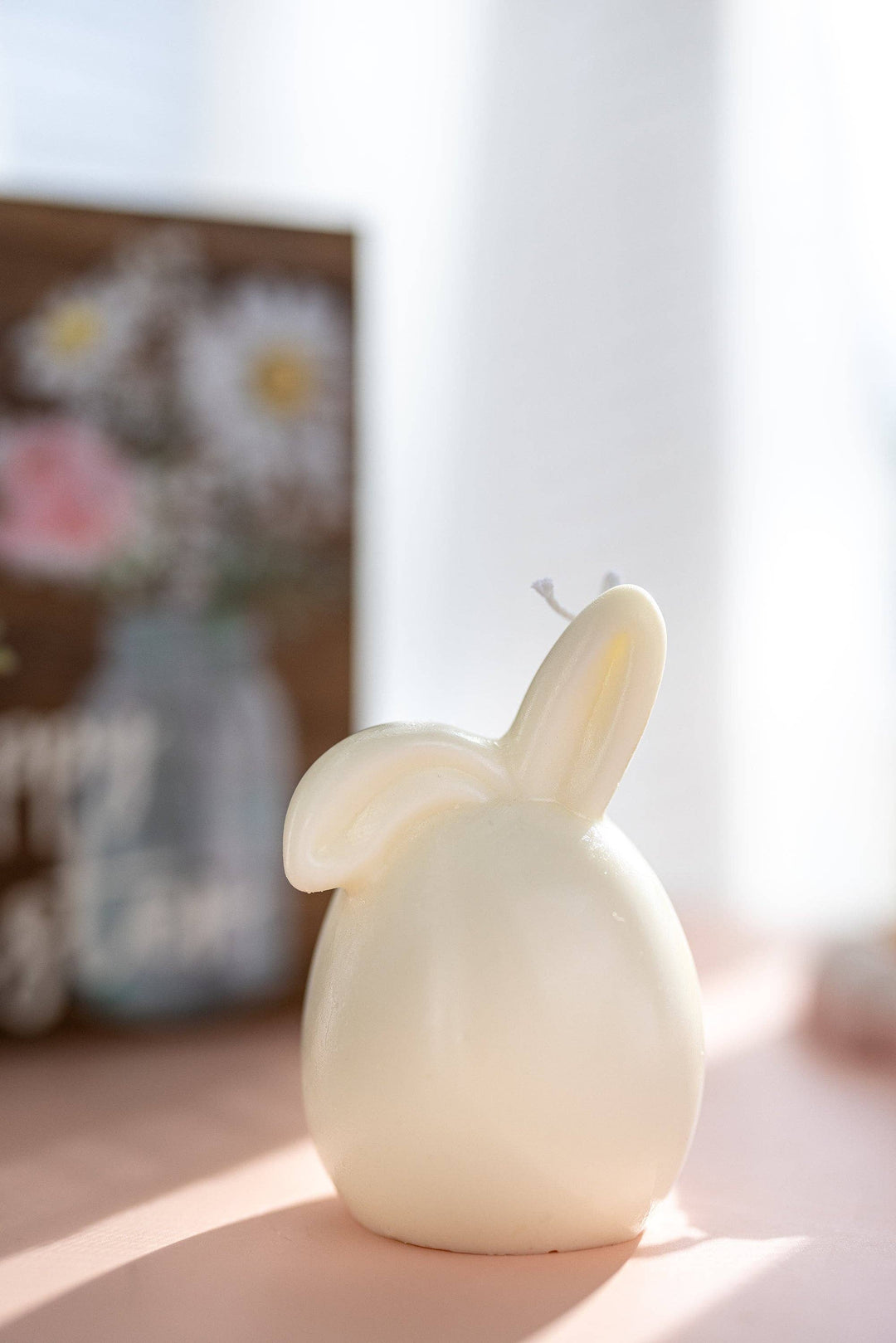 MySunshineCandless - Easter Bunny Egg Candle, Floppy Ears, Easter bunny candle,