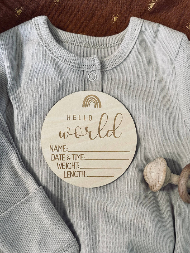Boho + Babe - Hello World Boho Rainbow Birth Stats Announcement