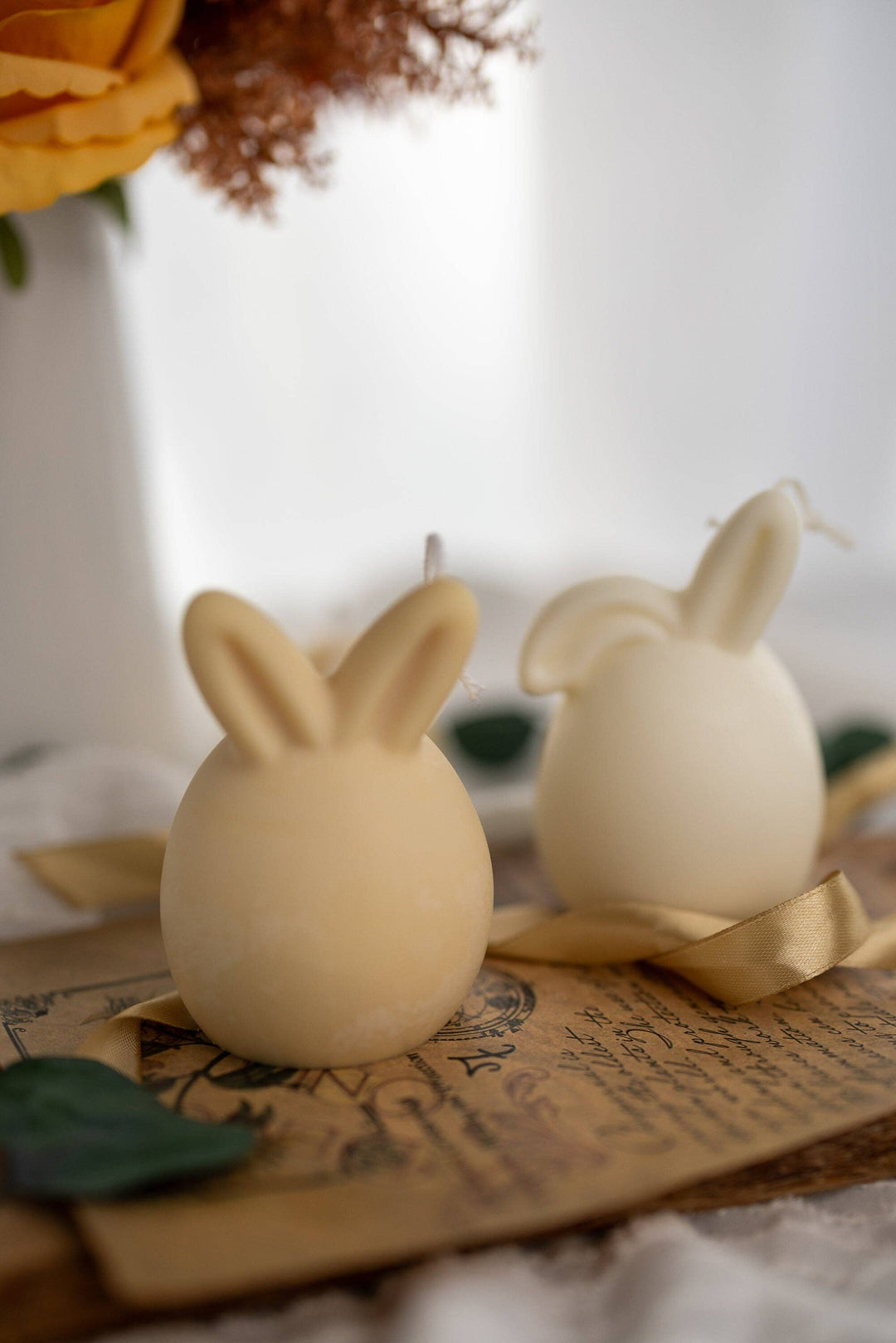 MySunshineCandless - Easter Bunny Egg Candle, Floppy Ears, Easter bunny candle,