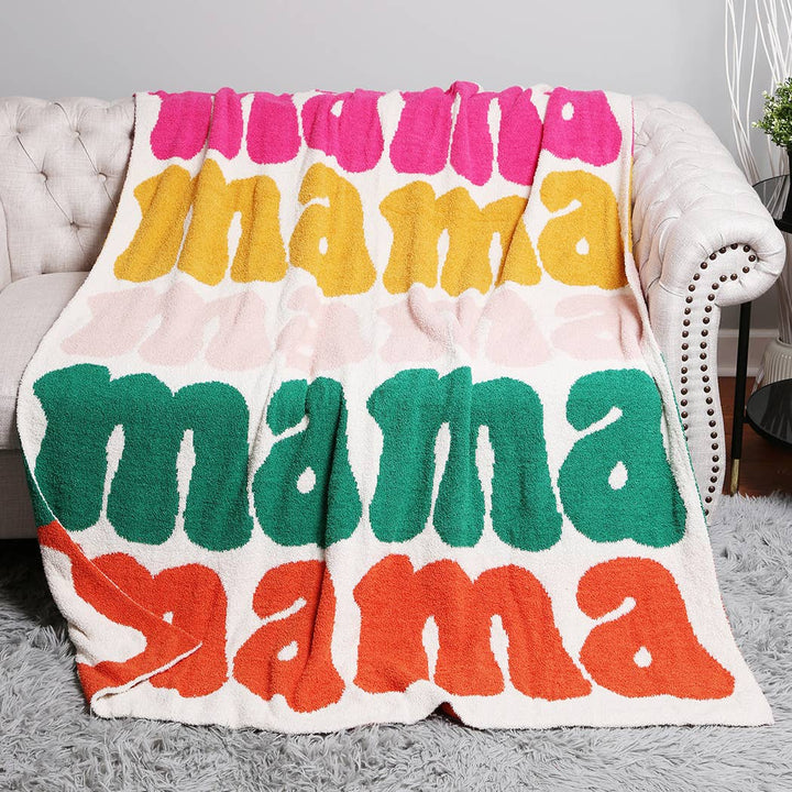 Fashion City - Mama Colorful Typography Design Soft Cozy Throw Blanket