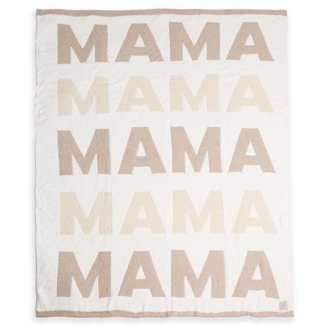 Fashion City - MAMA Repeating Text Print Soft Throw Blanket