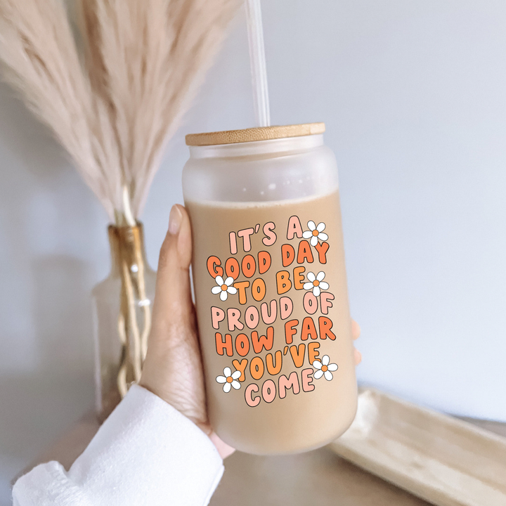 Boho + Babe - Good Day 16 oz Glass Cup with Bamboo Lid