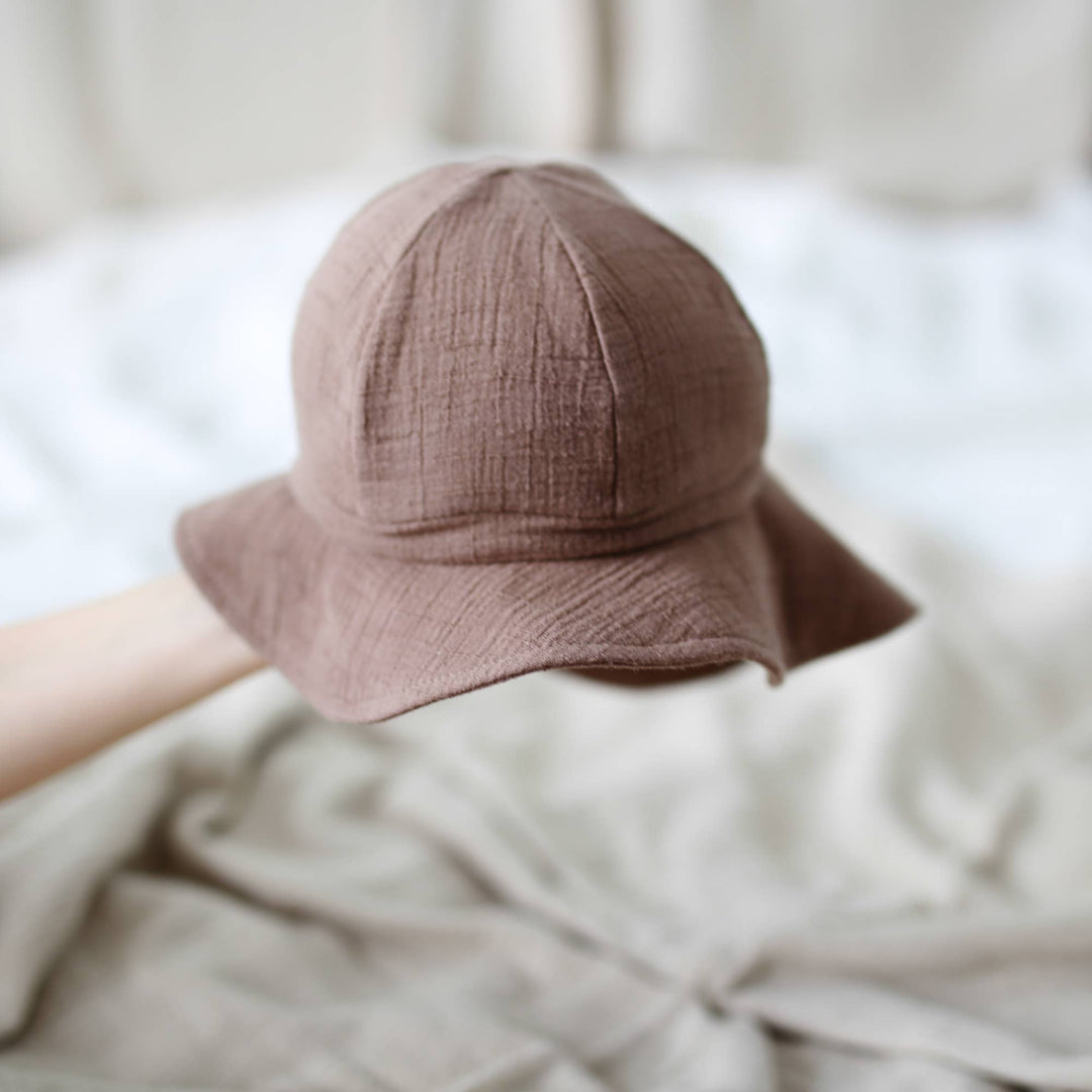 BABYLY - Muslin kids baby hat -summer sun bucket hat for kids