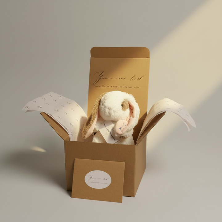 Embroidered Bunny Gift Box | “You Are Loved” Plush + Seeded Card | Thinking of You, Get Well, Sympathy Gift