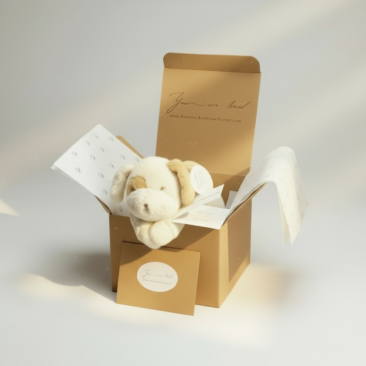 Plush Puppy Gift Box | “You Are Loved” Embroidered Dog + Seeded Card | Get Well, Sympathy, Thinking of You