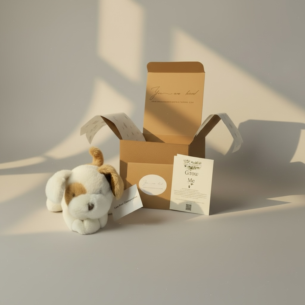 Plush Puppy Gift Box | “You Are Loved” Embroidered Dog + Seeded Card | Get Well, Sympathy, Thinking of You