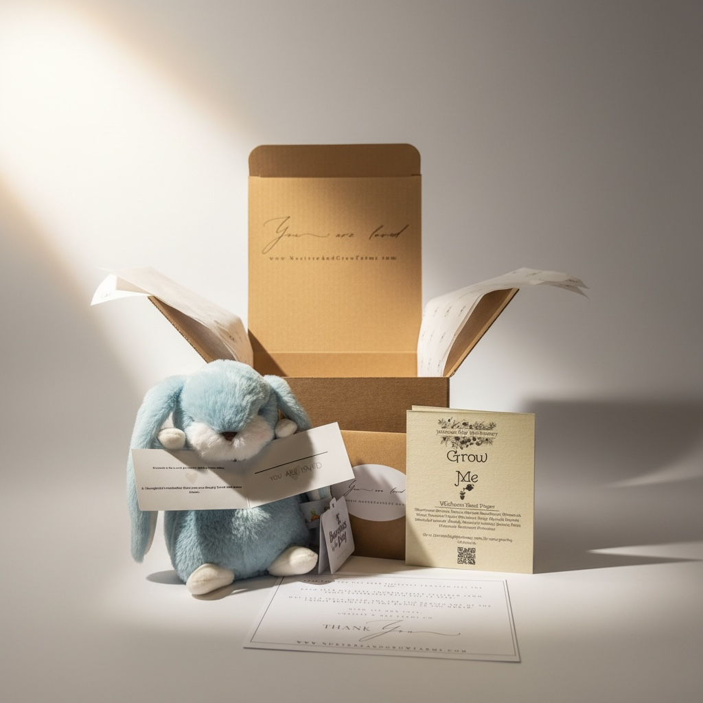 Mini Bunny Gift Box | “You Are Loved” Embroidered Plush + Seeded Card | Thinking of You, Get Well, Small Gift