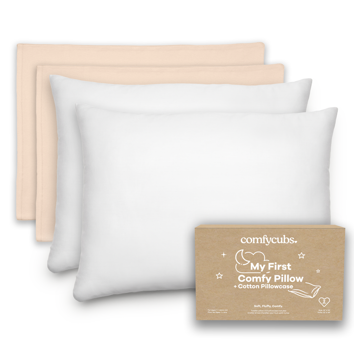 Comfy Cubs - Toddler Pillow with Soft Cotton and Muslin Cotton Pillowcase