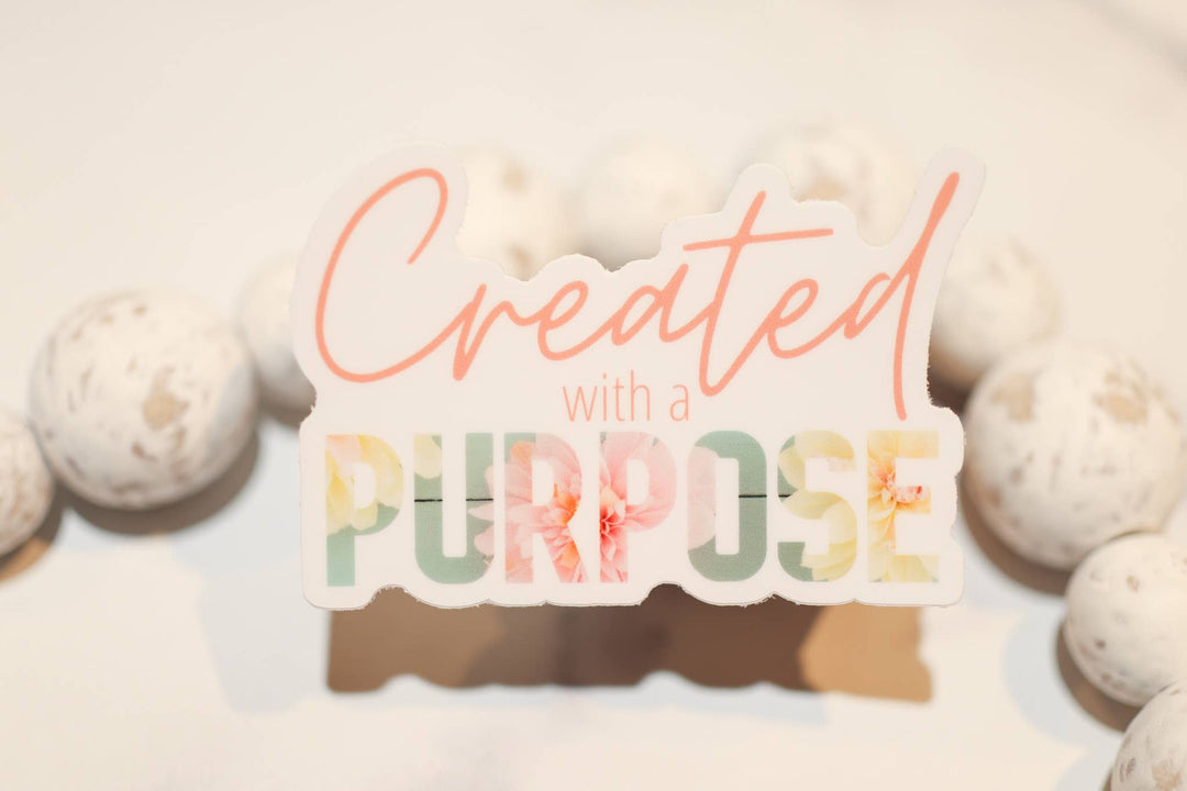 Savannah and James Co - Created With A Purpose White, Vinyl Sticker, 3in.