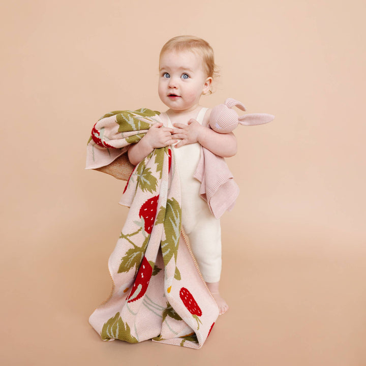 The Blueberry Hill - Bunny Lovey Pink Baby Gift Blanket Toy Spring Summer