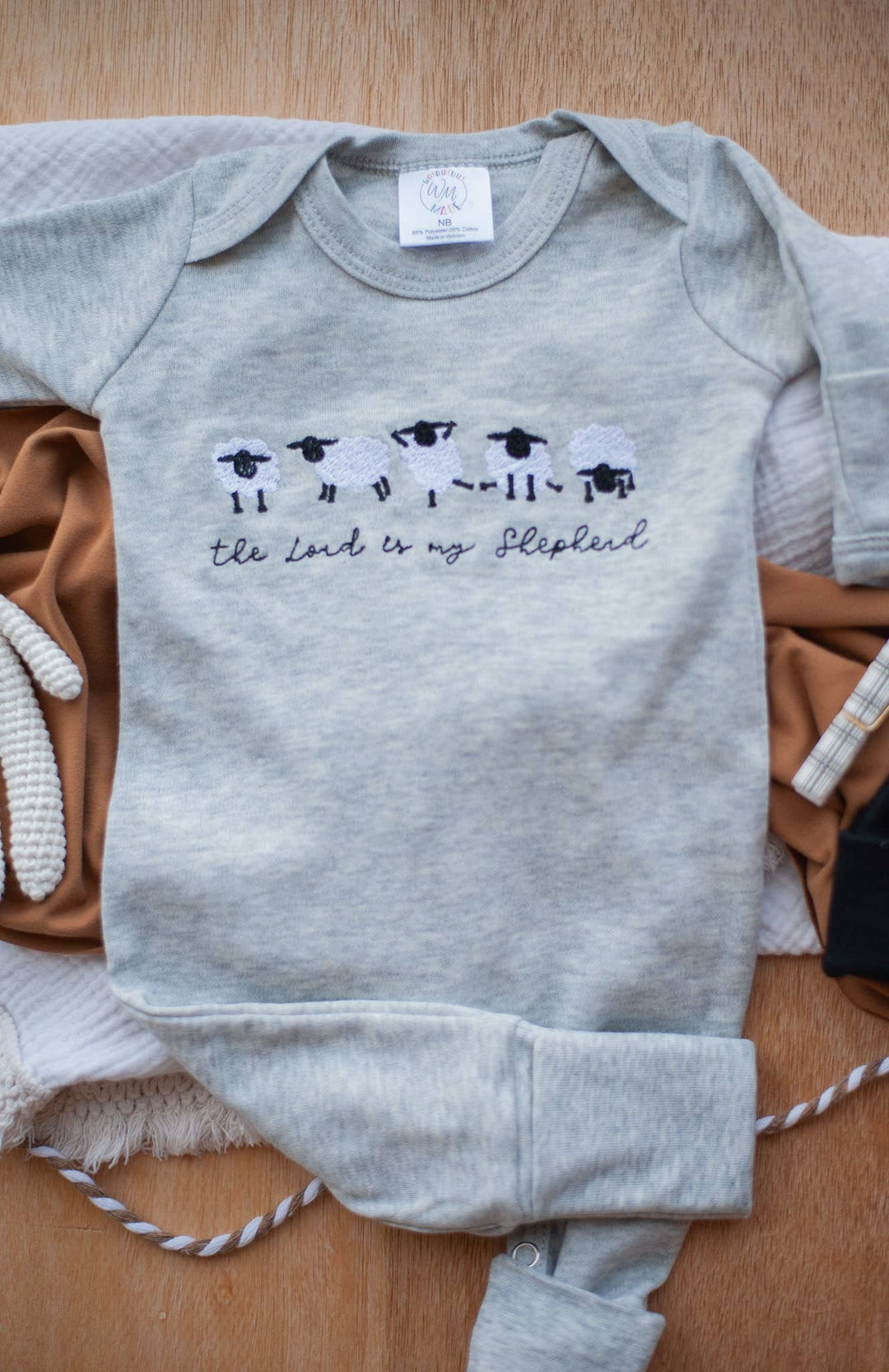 Wonderfully Made - Baby Boy Romper | The Lord Is My Shepherd - Sheep
