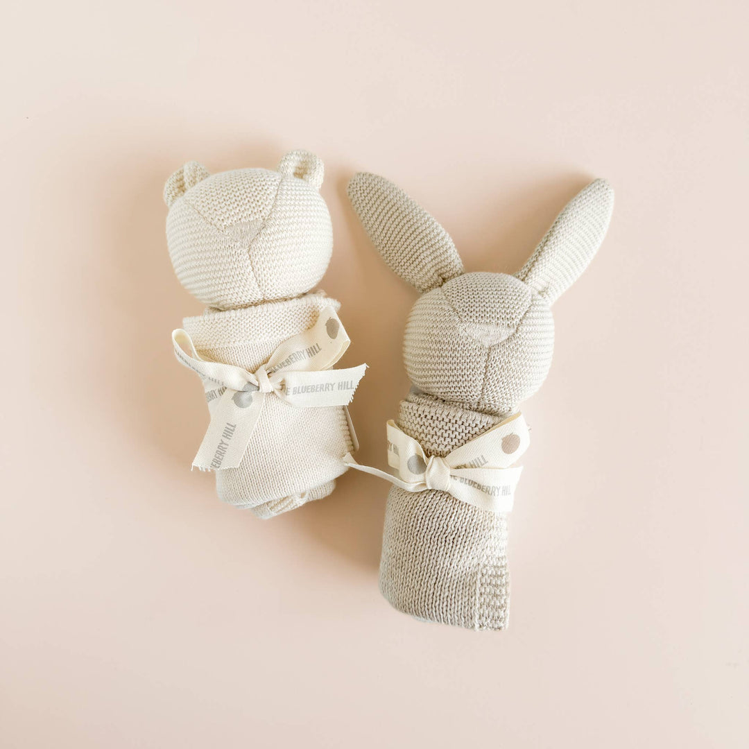 The Blueberry Hill - Pique Blanket Bunny Lovey Birch Baby Gift Organic Cotton
