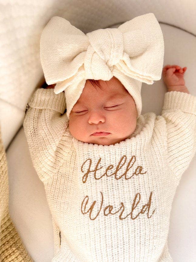 Brave Little Lamb the Label - Knit Bow Headband | Textured Cloud