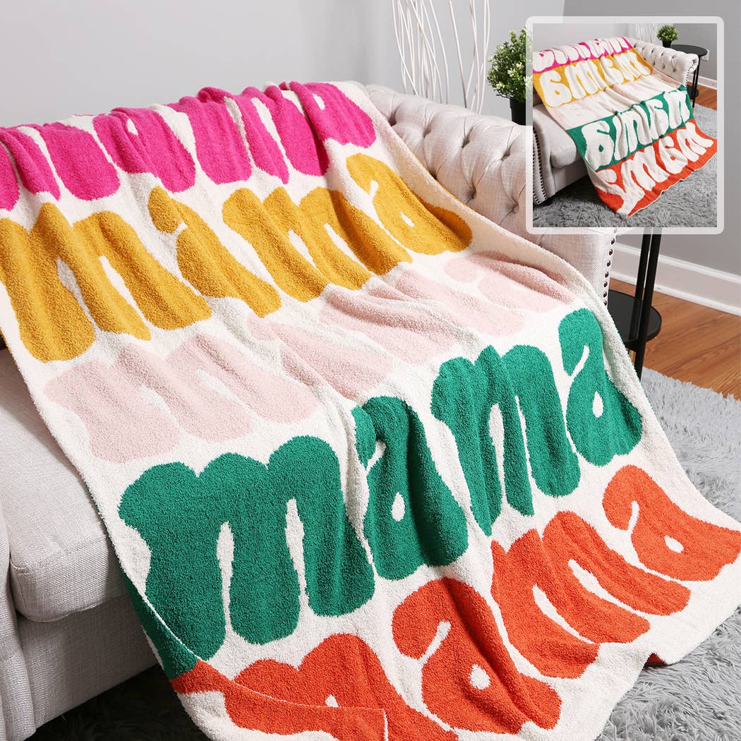 Fashion City - Mama Colorful Typography Design Soft Cozy Throw Blanket