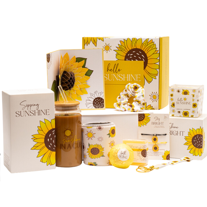 The Love Crate Co. - Sunflower Gifts for Women: Birthday, Mother's Day, Get Well Soon Gifts Care Package for Women - Sending Sunshine - Unique Relaxation Gifts Box for Her, Sister, Best Friend - Thinking of You