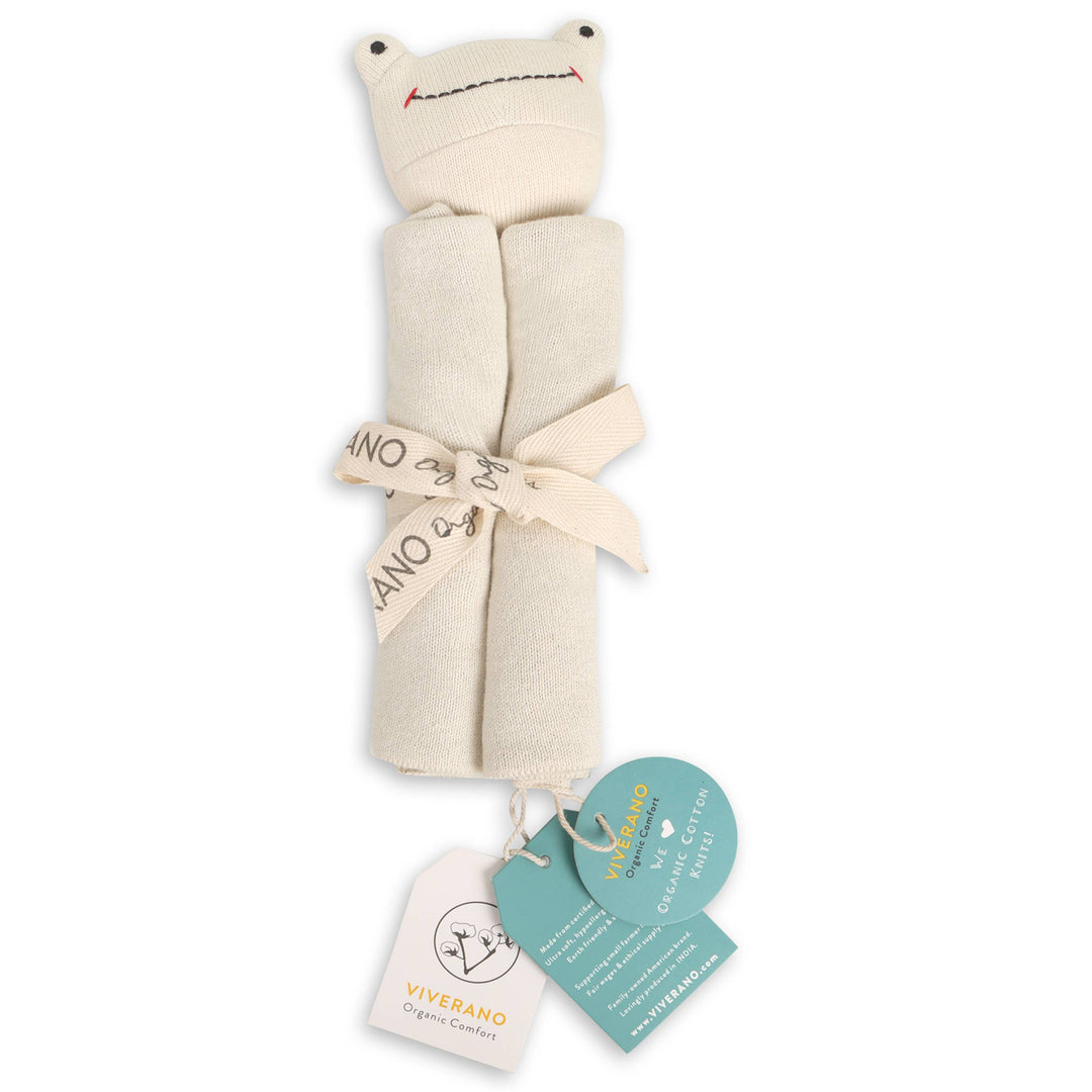 Viverano Organics - Frog - Organic Baby Lovey Security Blanket