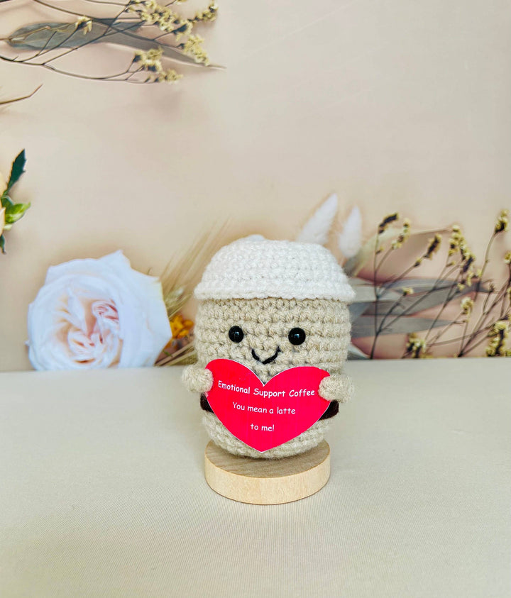 TOMOPOD LLC - Crochet Emotional Support Desk Buddy, Pickle/Coffee/Bean