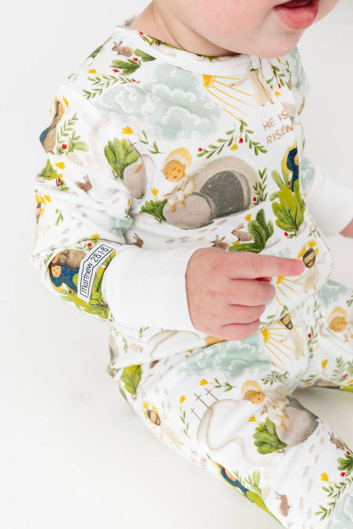 Holy Pals - He Is Risen PJ Footed Onesie Cotton