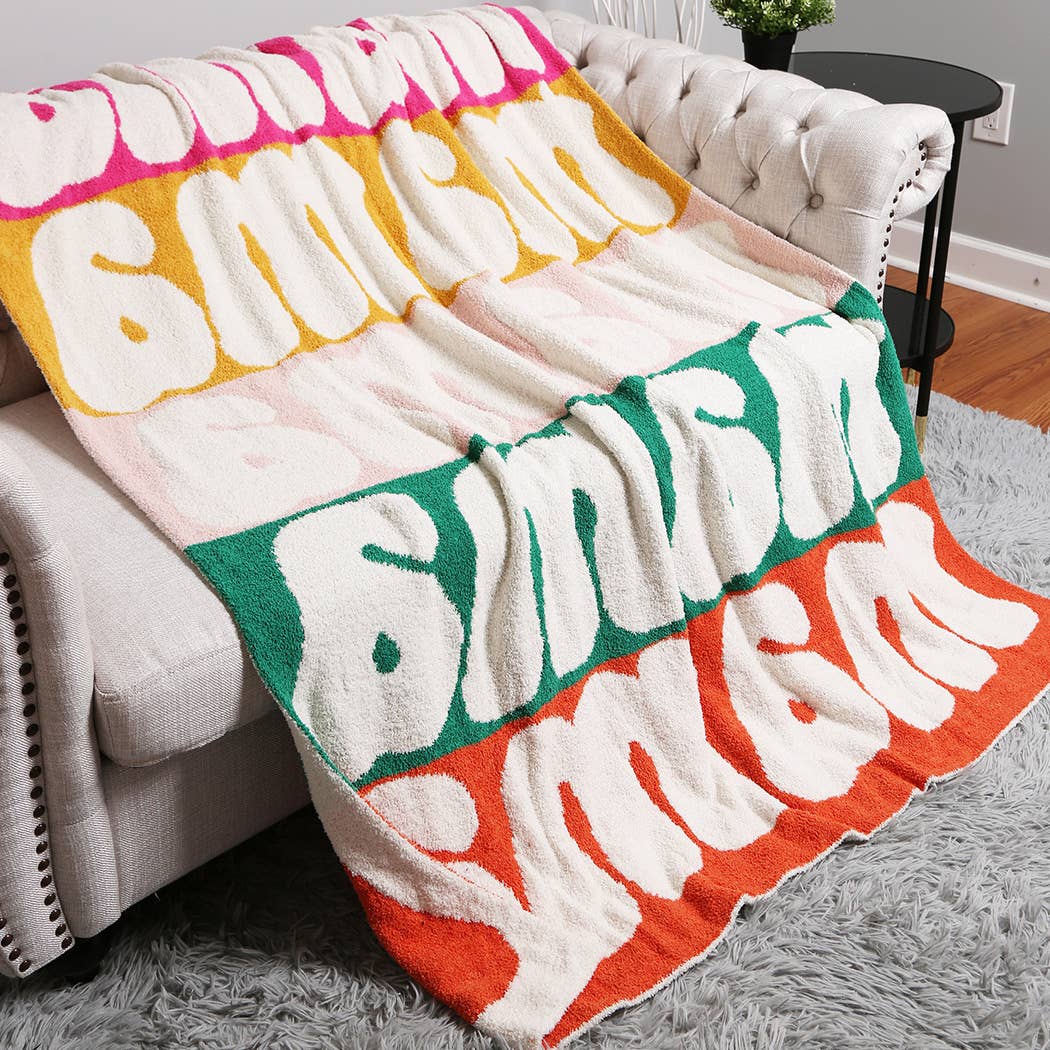 Fashion City - Mama Colorful Typography Design Soft Cozy Throw Blanket