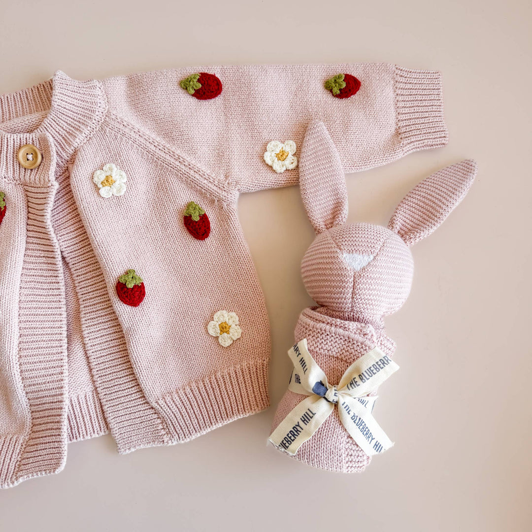 The Blueberry Hill - Bunny Lovey Pink Baby Gift Blanket Toy Spring Summer
