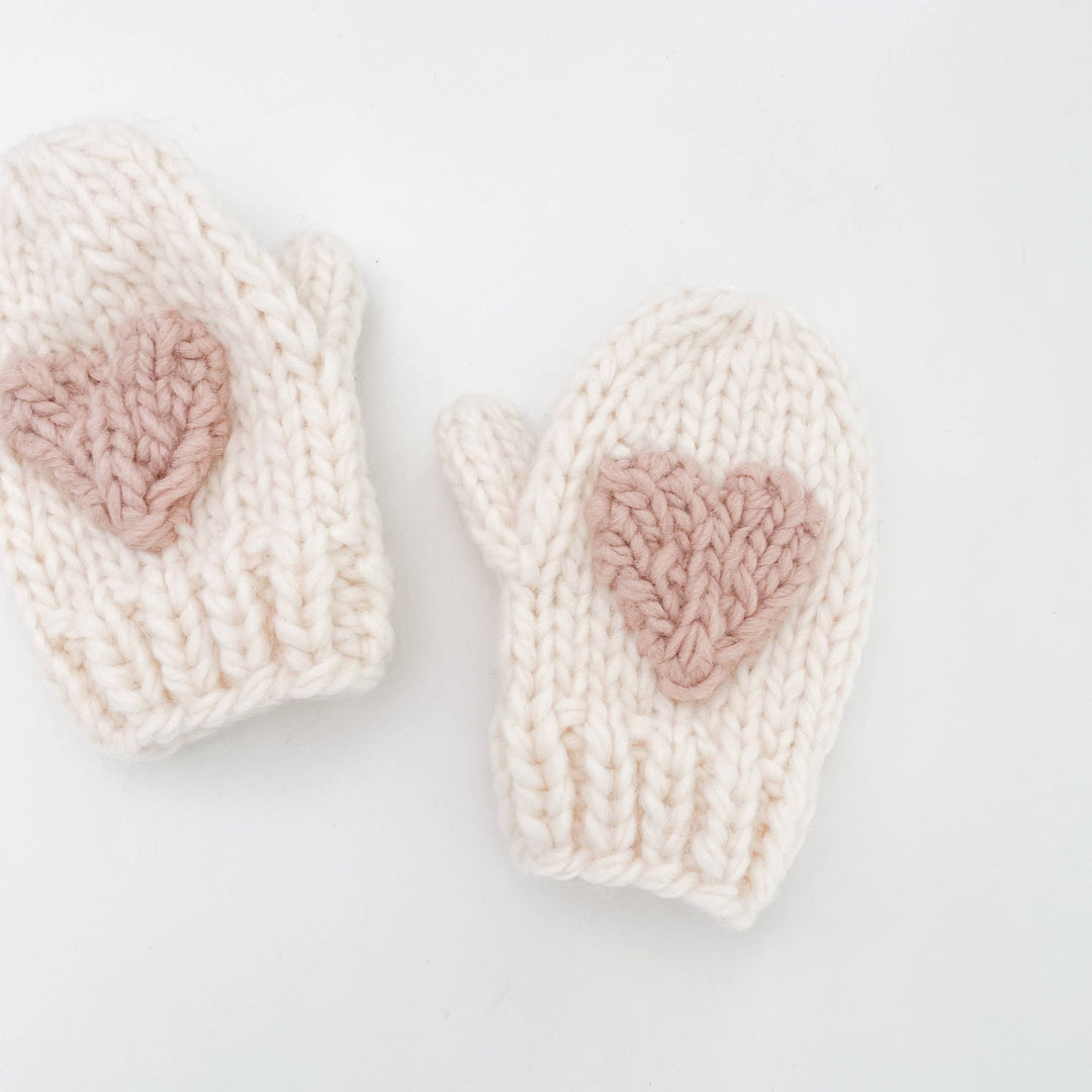 The Blueberry Hill - Heart Mittens, Blush | Baby & Kid Valentine's