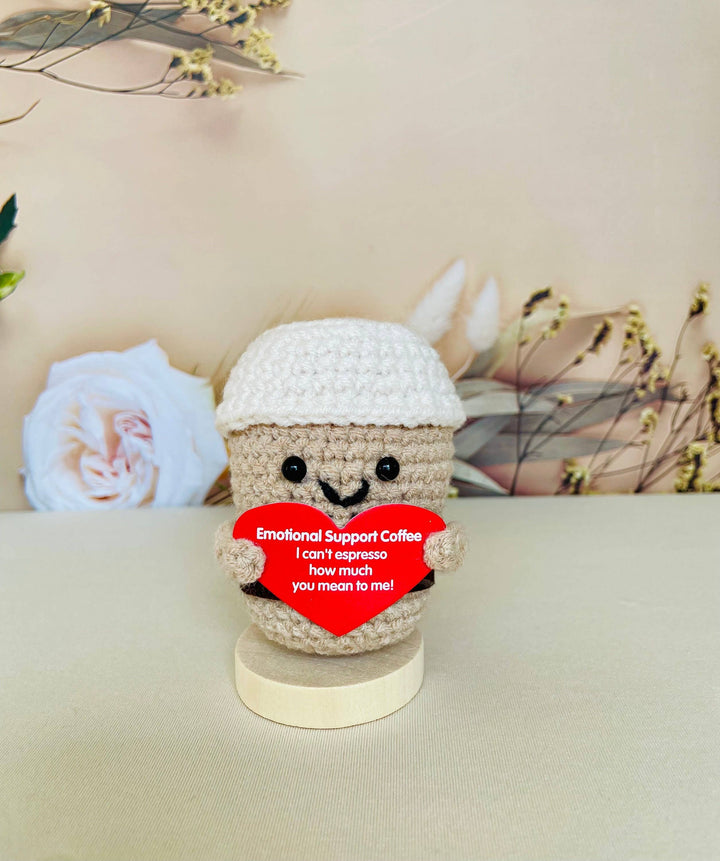TOMOPOD LLC - Crochet Emotional Support Desk Buddy, Pickle/Coffee/Bean