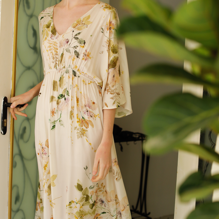 DrifWoo - Blossom Floral Print Nightshirt  Pajamas Dress for Fall