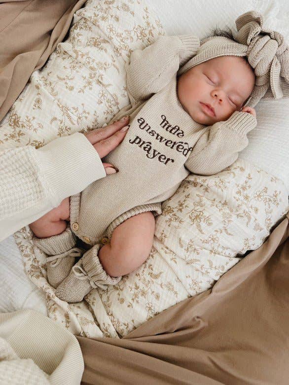 Brave Little Lamb the Label - Little Answered Prayer Romper | Stone
