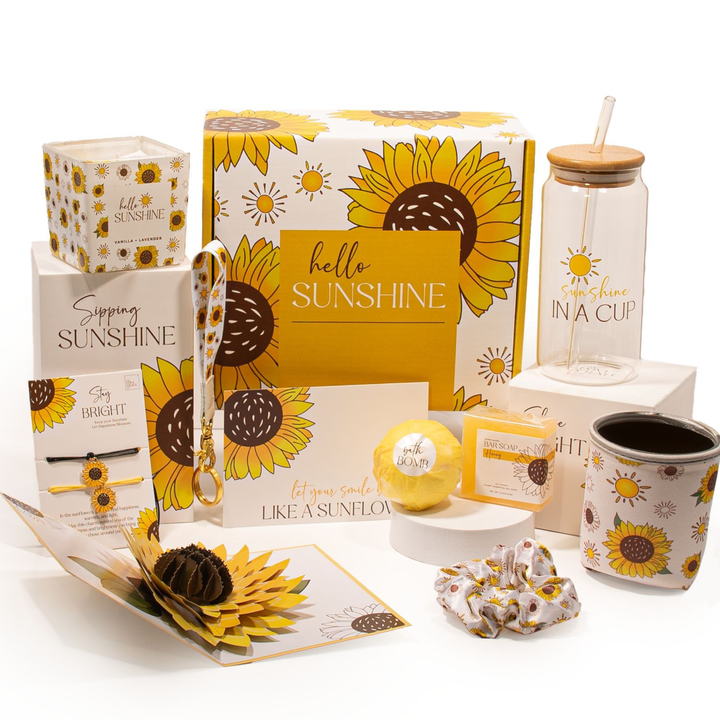 The Love Crate Co. - Sunflower Gifts for Women: Birthday, Mother's Day, Get Well Soon Gifts Care Package for Women - Sending Sunshine - Unique Relaxation Gifts Box for Her, Sister, Best Friend - Thinking of You