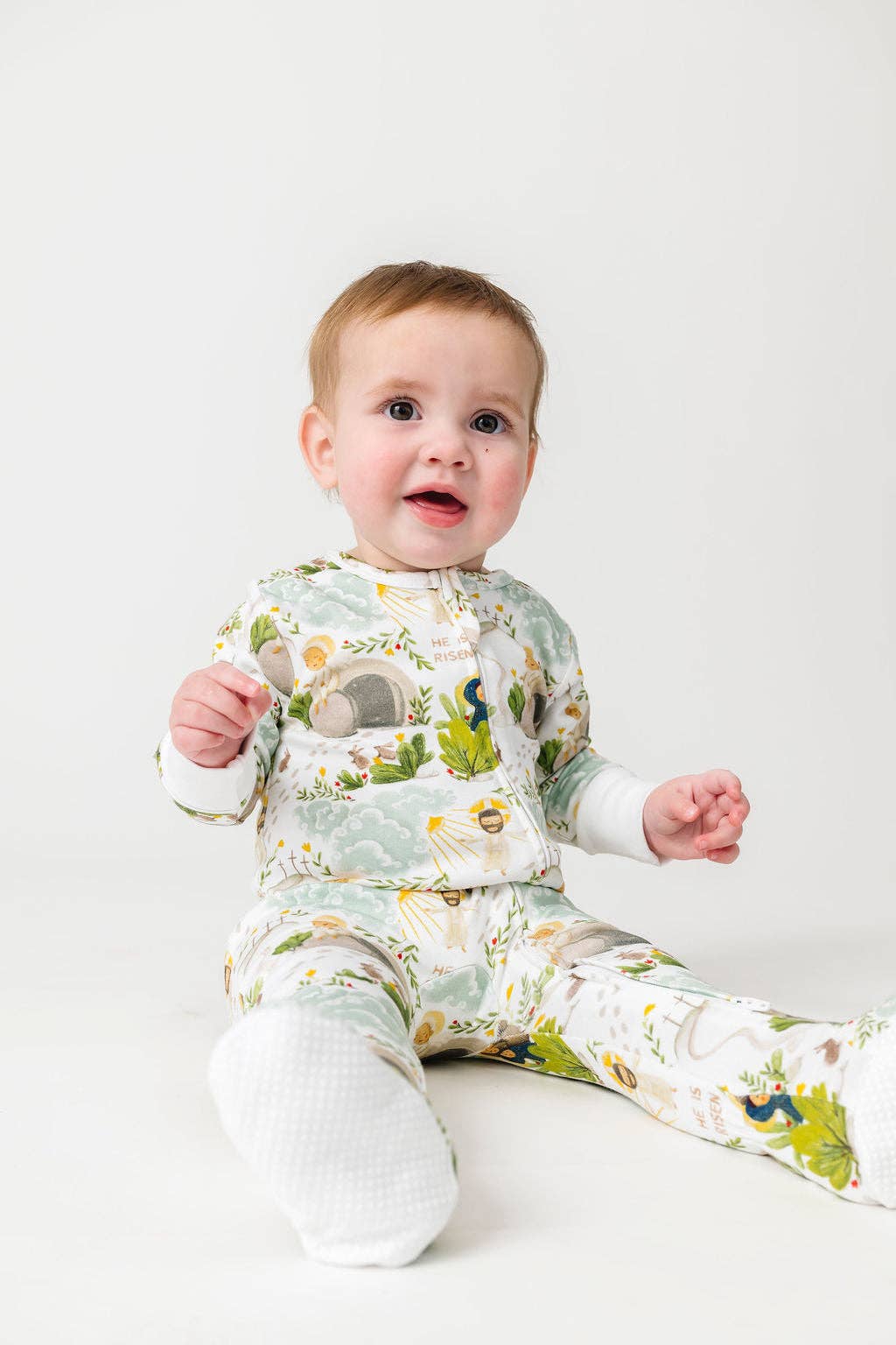 Holy Pals - He Is Risen PJ Footed Onesie Cotton