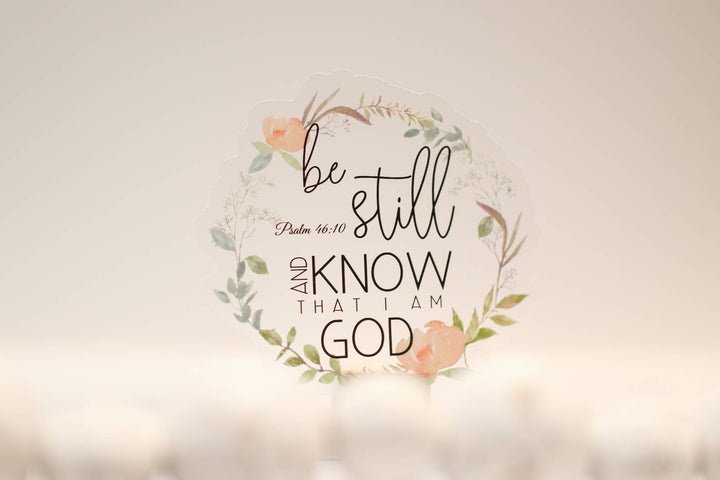 Savannah and James Co - Flourish Be Still Christian Clear, Vinyl Sticker, 3in.